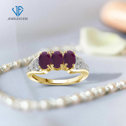 1.44 ct. T.G.W. Ruby Ring in 14K Gold over Silver