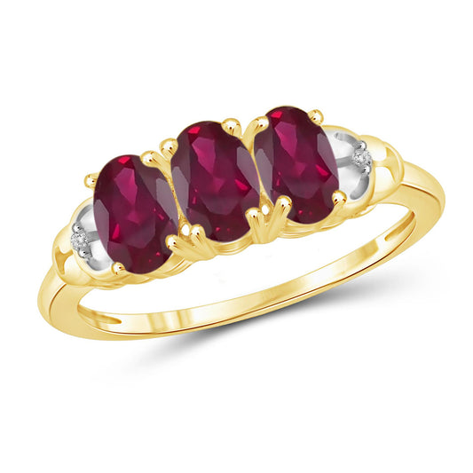 1.44 ct. T.G.W. Ruby Ring with Diamond Accent in 14K Gold over Silver