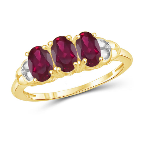1.44 Carat T.G.W. Ruby Gemstone and Accent White Diamond 14K Gold-Plated Ring