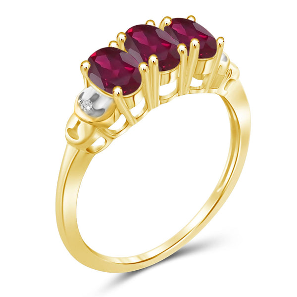 1.44 Carat T.G.W. Ruby Gemstone and Accent White Diamond 14K Gold-Plated Ring