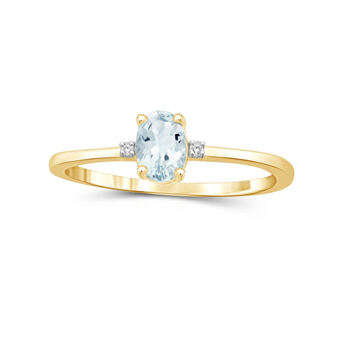 1/2 Carat T.G.W. Aquamarine And White Diamond Accent 14K Gold-Plated Ring