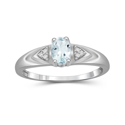 0.50 ct. T.G.W. Aquamarine Ring with Diamond Accent in Sterling Silver