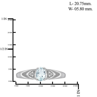 0.50 ct. T.G.W. Aquamarine Ring with Diamond Accent in Sterling Silver