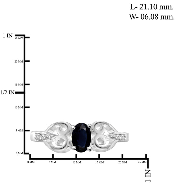0.67 Carat T.G.W. Sapphire Gemstone and Accent White Diamond Sterling Silver Ring