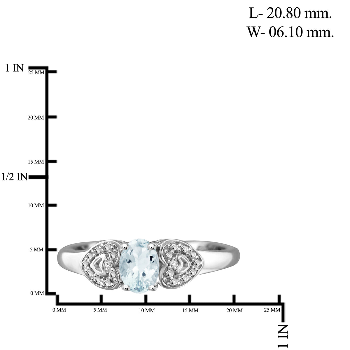 0.50 ct. T.G.W. Aquamarine Ring with Diamond Accent in Sterling Silver