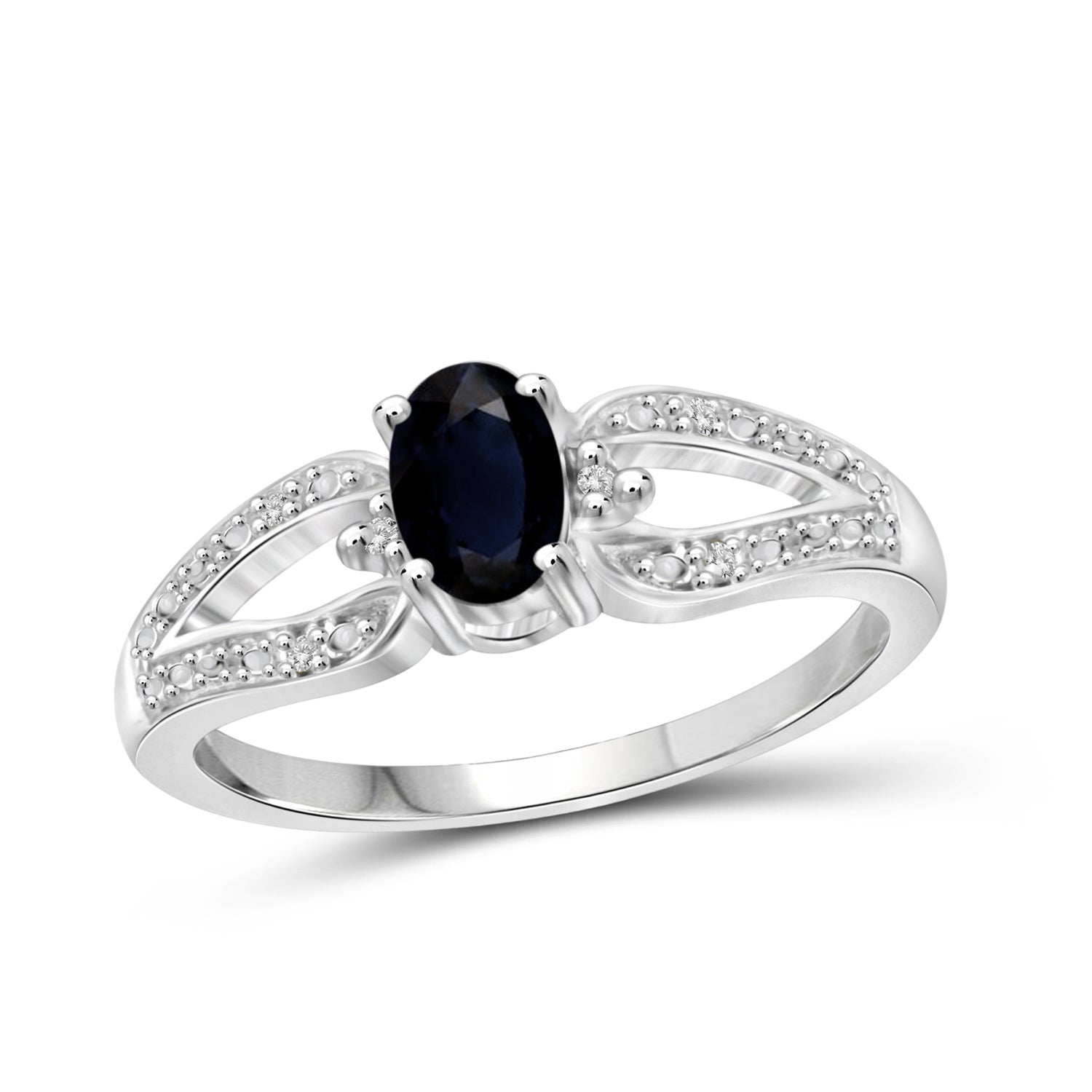 1/2 Carat T.G.W. Sapphire And White Diamond Accent Sterling Silver Ring