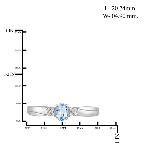 0.28 Ctw Sky Blue Topaz Gemstone And White Diamond Accent Sterling Silver Ring
