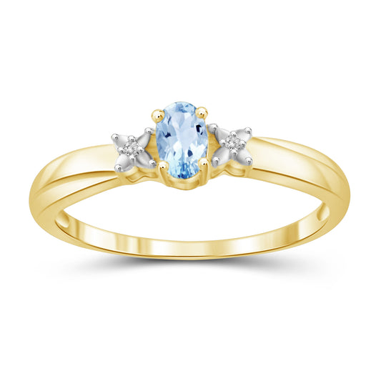 0.25 ct. T.G.W. Sky Blue Topaz Ring with Diamond Accent in 14K Gold over Silver