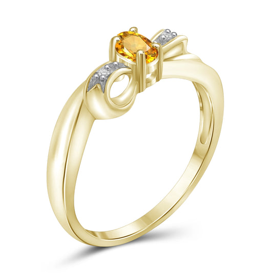 0.25 ct. T.G.W. Citrine Ring with Diamond Accent in 14K Gold over Silver