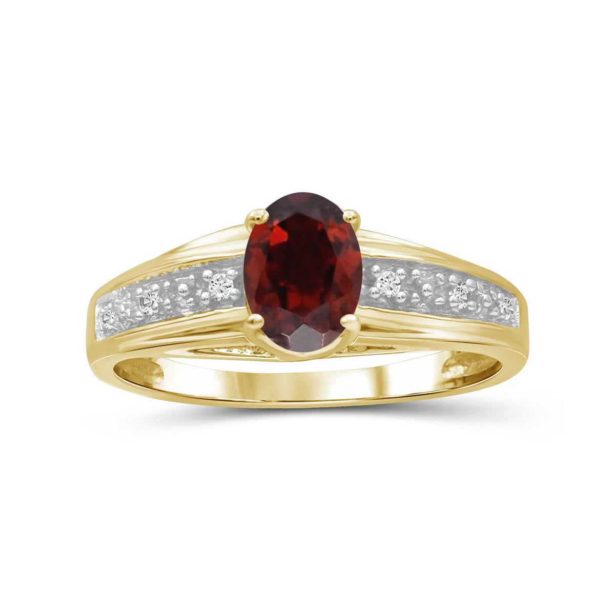 1 ct. T.G.W. Garnet Ring with Diamond Accent in 14K Gold over Silver