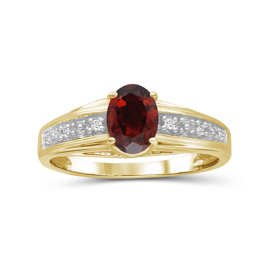 1 ct. T.G.W. Garnet Ring with Diamond Accent in 14K Gold over Silver