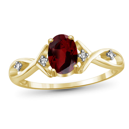 1 ct. T.G.W. Garnet Ring with Diamond Accent in 14K Gold over Silver