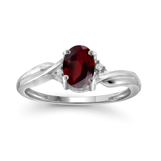 1 ct. T.G.W. Garnet Ring with Diamond Accent in Sterling Silver