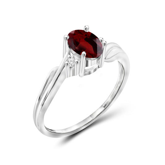1 ct. T.G.W. Garnet Ring with Diamond Accent in Sterling Silver