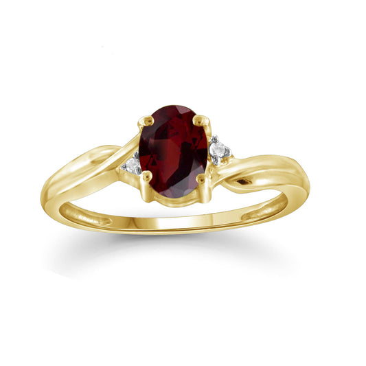 1 ct. T.G.W. Garnet Ring with Diamond Accent in 14K Gold over Silver