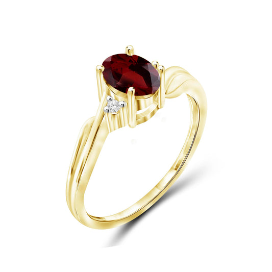 1 ct. T.G.W. Garnet Ring with Diamond Accent in 14K Gold over Silver