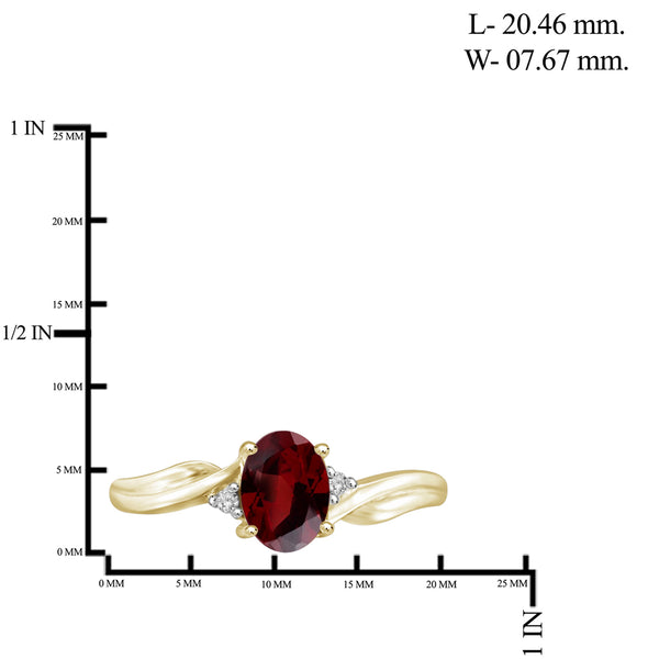 1.00 Carat T.G.W. Garnet Gemstone and Accent White Diamond 14K Gold Over Silver Ring