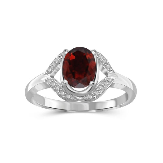 1 1/2 ct. T.G.W. Garnet Ring with Diamond Accent in Sterling Silver