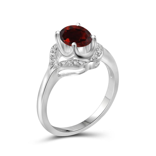 1 1/2 ct. T.G.W. Garnet Ring with Diamond Accent in Sterling Silver