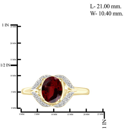 1.50 ct. T.G.W. Garnet Ring with Diamond Accent in 14K Gold over Silver