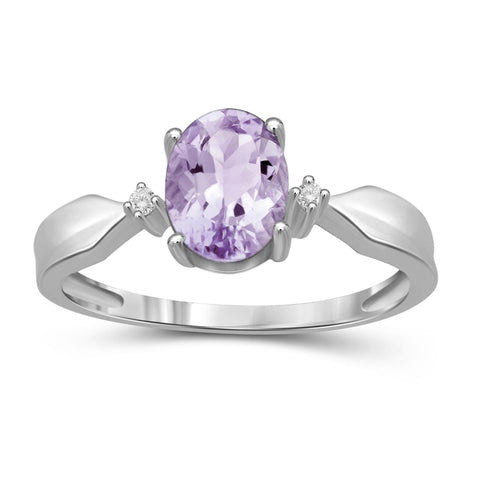 1.00 Carat T.G.W. Pink Amethyst And Accent White Diamond Sterling Silver Ring