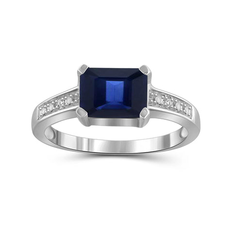 2 Carat T.G.W. Sapphire and White Diamond Accent Sterling Silver Fashion Ring