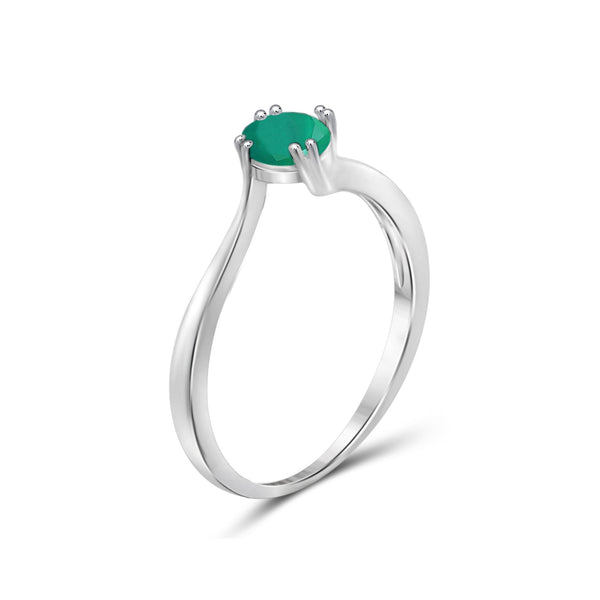 0.46 Carat T.G.W. Emerald Gemstone Sterling Silver Or 14K Gold-Plated Ring