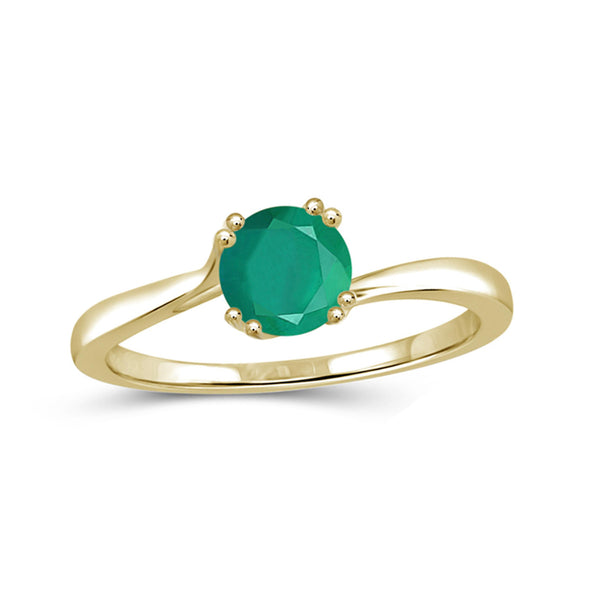 0.46 Carat T.G.W. Emerald Gemstone Sterling Silver Or 14K Gold-Plated Ring