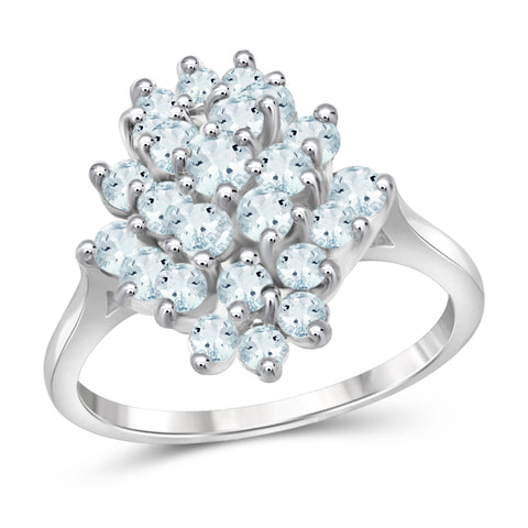1.50 CTW Aquamarine Gemstone Ring in Sterling Silver Or 14K Gold-Plated