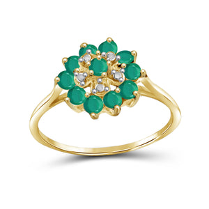 0.65 CTW Emerald Flower Ring in 14K Gold-Plated