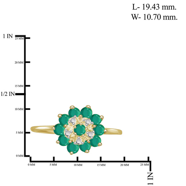 0.65 CTW Emerald Flower Ring in 14K Gold-Plated