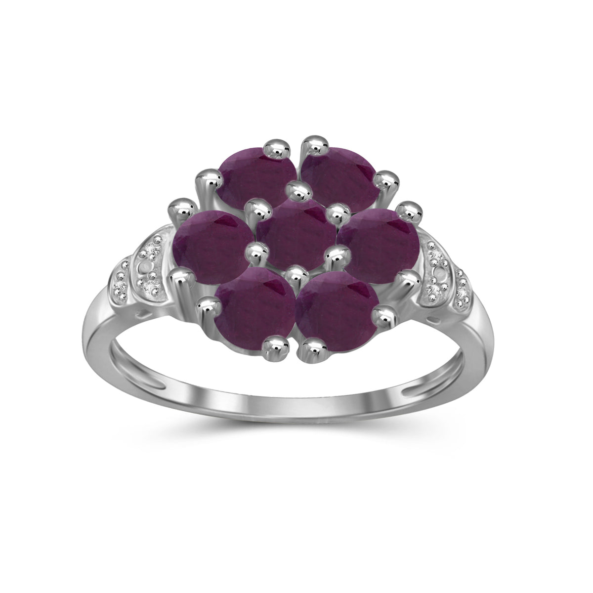2 1/3 ct. T.G.W. Ruby Ring with Diamond Accent in Sterling Silver