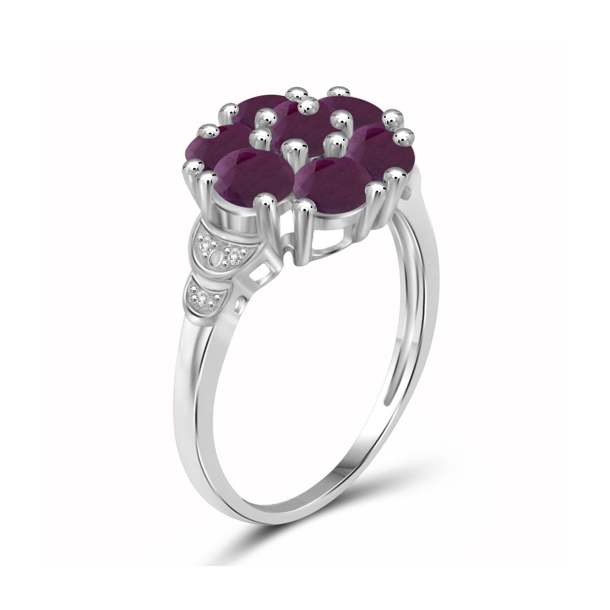 2 1/3 ct. T.G.W. Ruby Ring with Diamond Accent in Sterling Silver