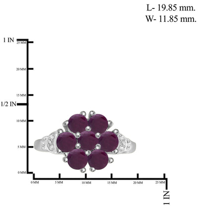 2 1/3 ct. T.G.W. Ruby Ring with Diamond Accent in Sterling Silver