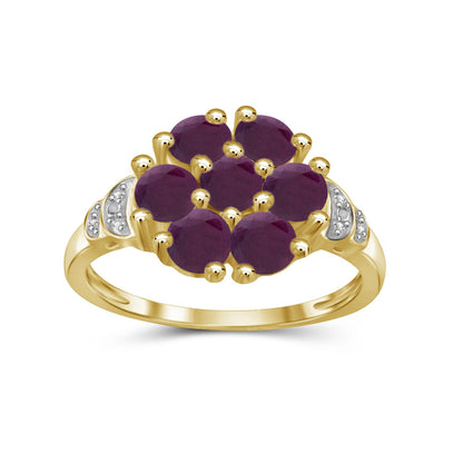 2.33 ct. T.G.W. Ruby Ring with Diamond Accent in 14K Gold over Silver