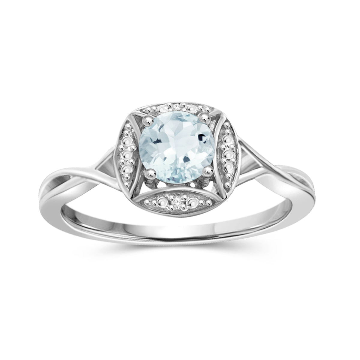 0.50 ct. T.G.W. Aquamarine Ring with Diamond Accent in Sterling Silver