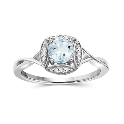 0.50 ct. T.G.W. Aquamarine Ring with Diamond Accent in Sterling Silver