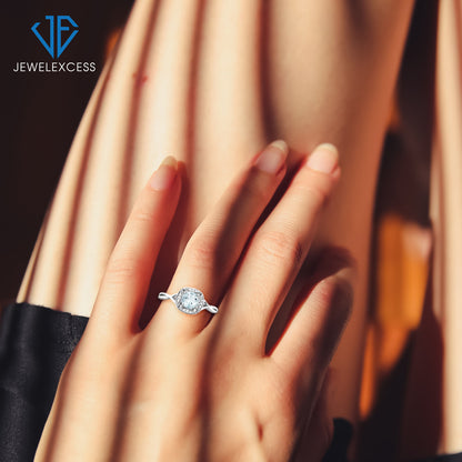 0.50 ct. T.G.W. Aquamarine Ring with Diamond Accent in Sterling Silver