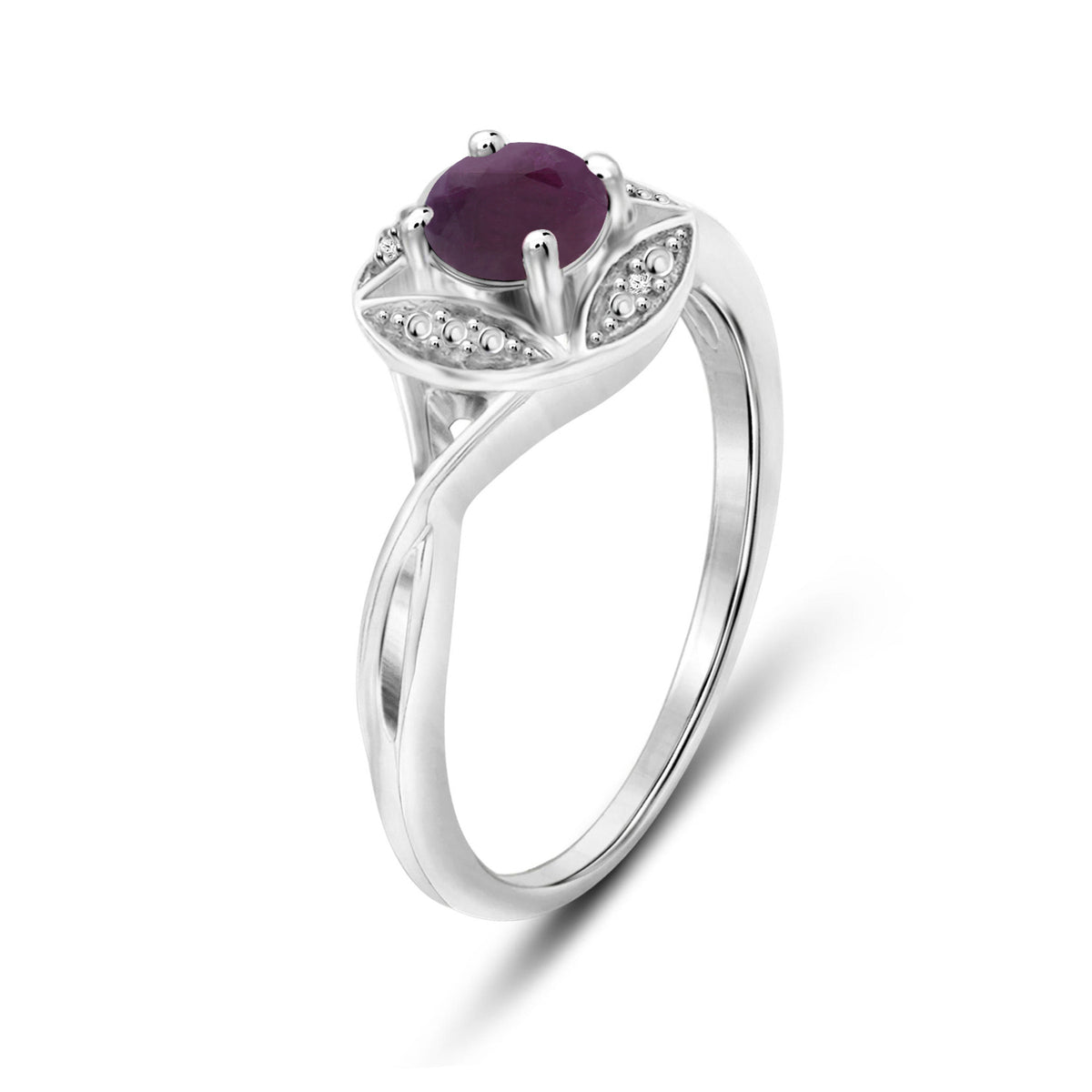 0.75 ct. T.G.W. Ruby Ring with Diamond Accent in Sterling Silver