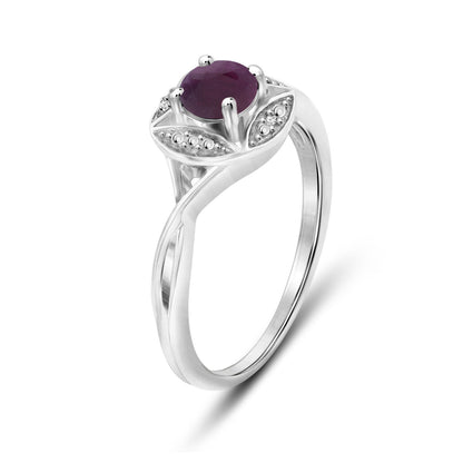 0.75 ct. T.G.W. Ruby Ring with Diamond Accent in Sterling Silver