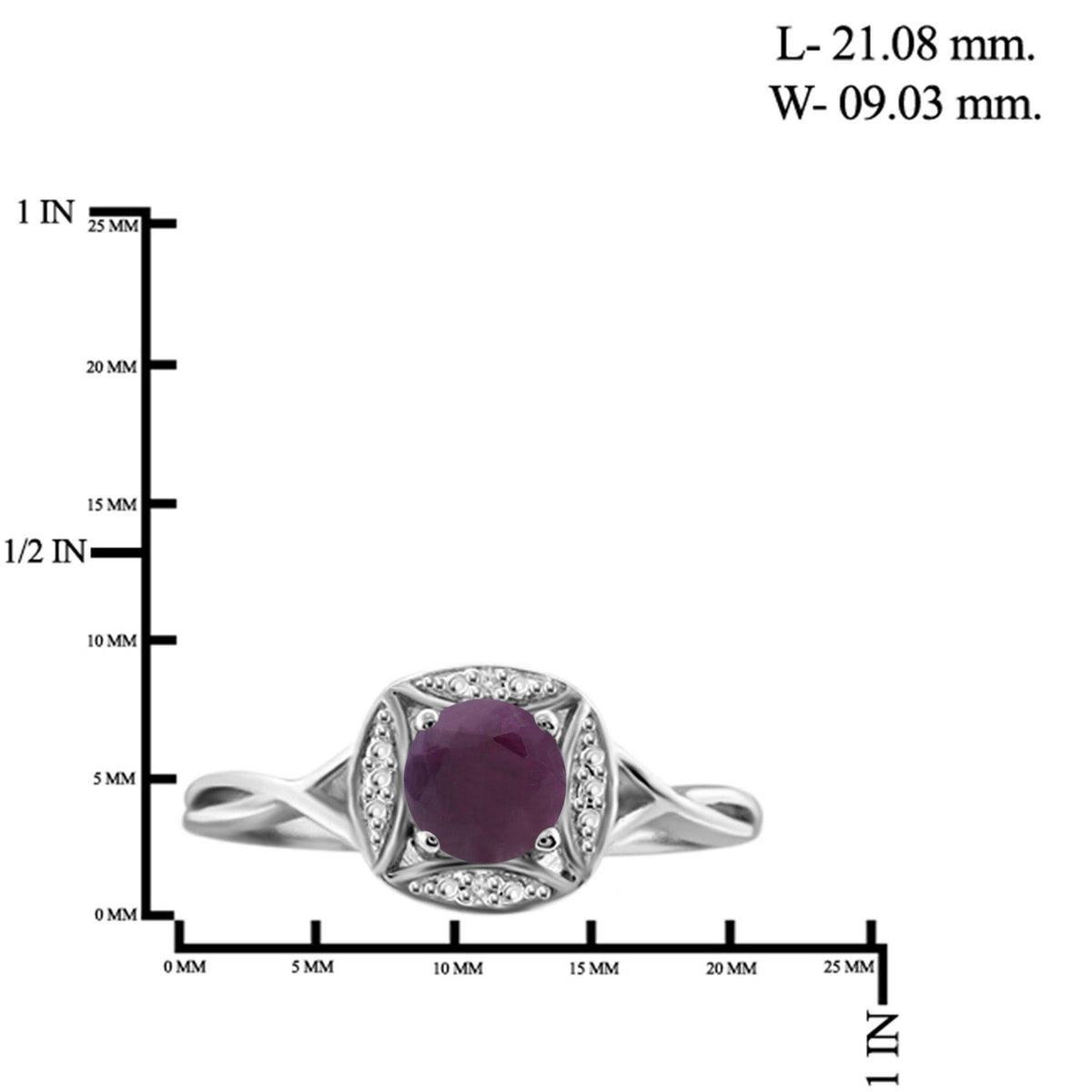 0.75 ct. T.G.W. Ruby Ring with Diamond Accent in Sterling Silver