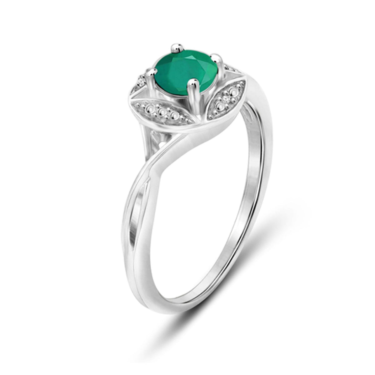0.50 ct. T.G.W. Emerald Ring with Diamond Accent in Sterling Silver