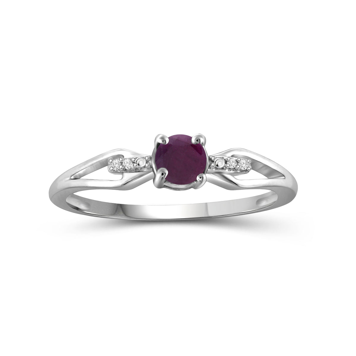 0.75 ct. T.G.W. Ruby Ring with Diamond Accent in Sterling Silver