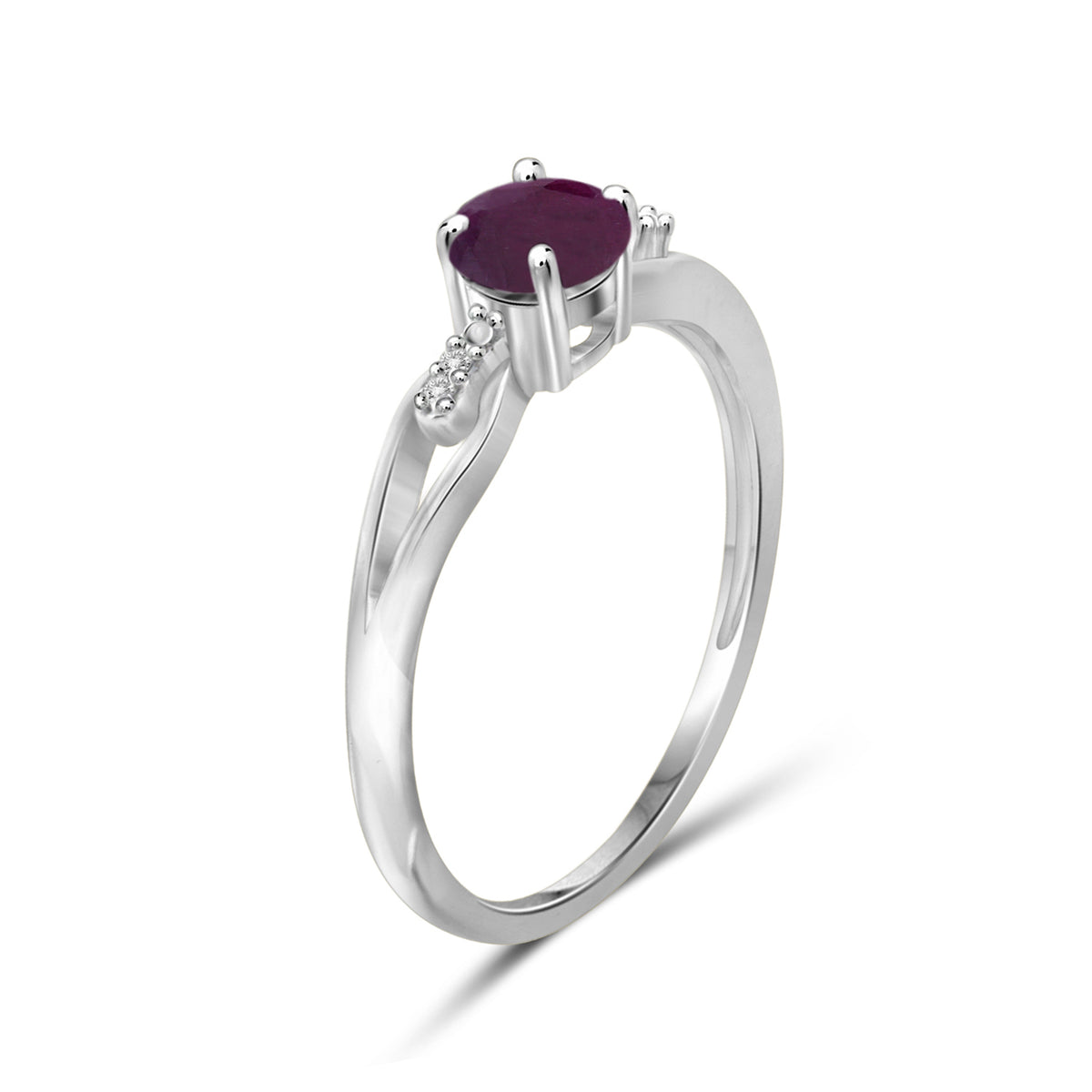 0.75 ct. T.G.W. Ruby Ring with Diamond Accent in Sterling Silver