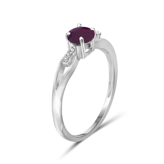 0.75 ct. T.G.W. Ruby Ring with Diamond Accent in Sterling Silver