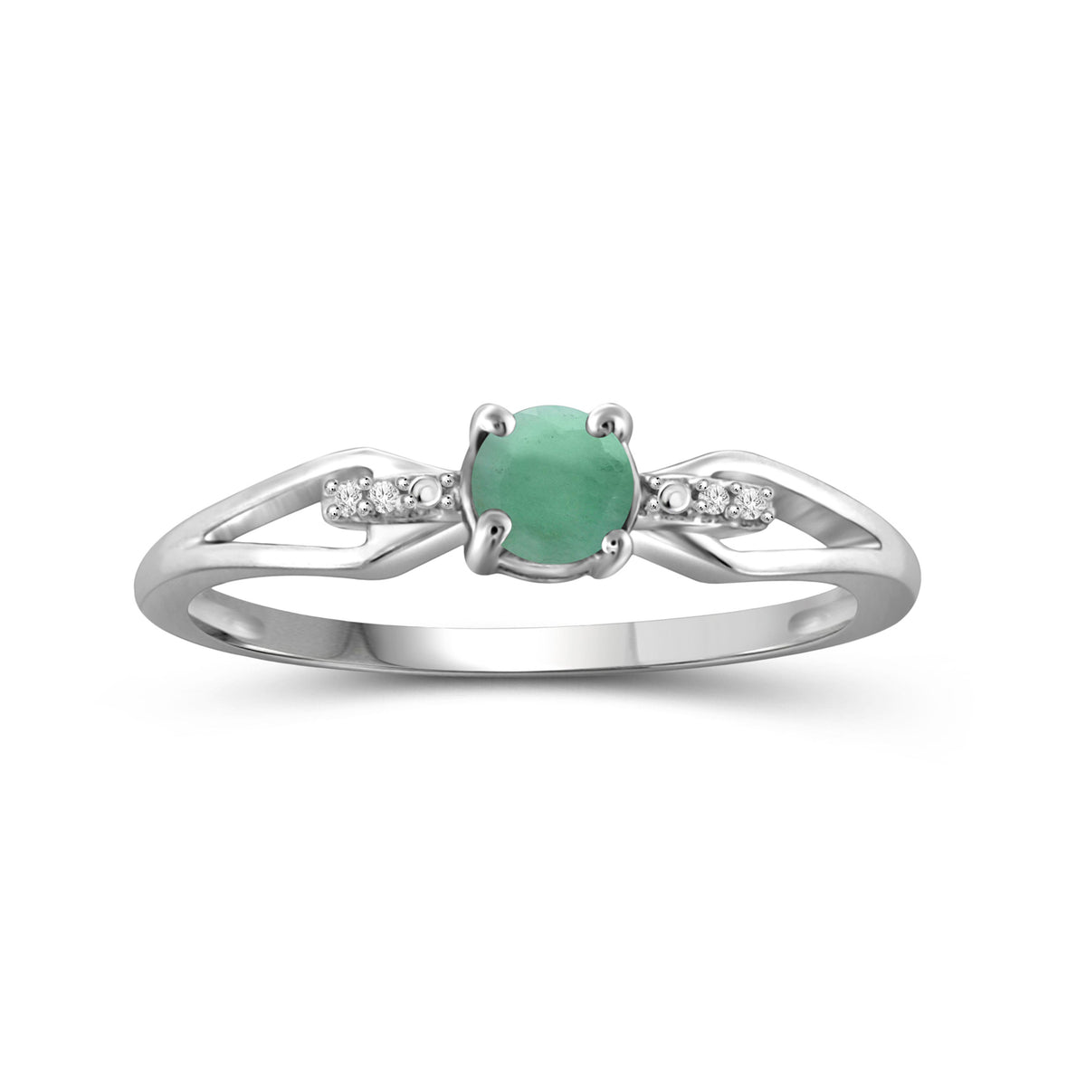 0.50 ct. T.G.W. Emerald Ring with Diamond Accent in Sterling Silver