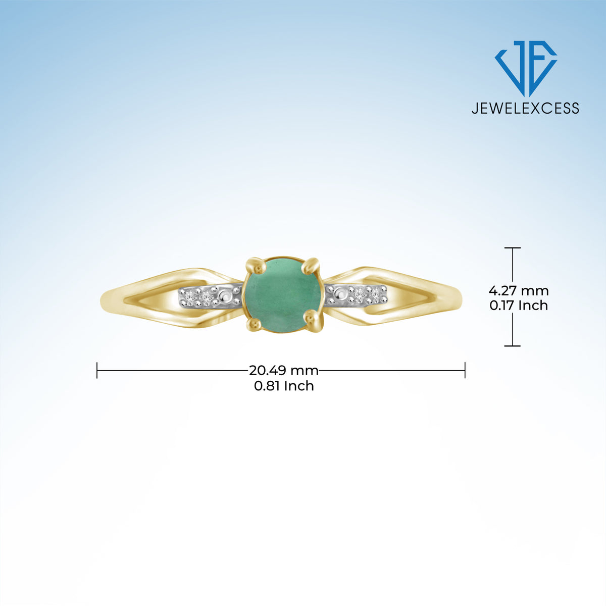 0.50 ct. T.G.W. Emerald Ring with Diamond Accent in 14K Gold over Silver
