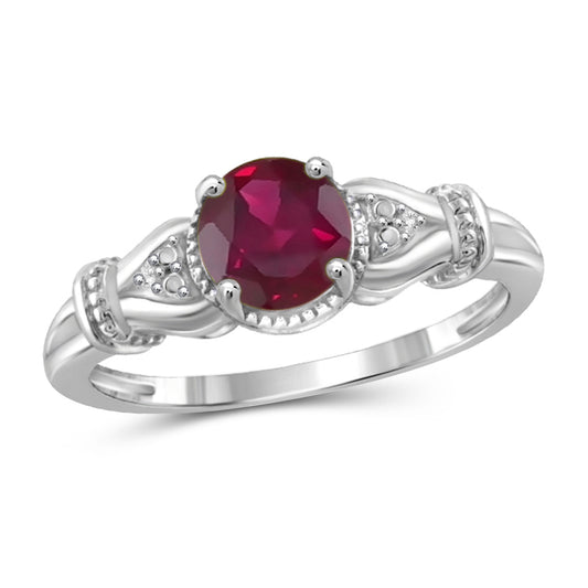 1.20 ct. T.G.W. Ruby Ring with Diamond Accent in Sterling Silver