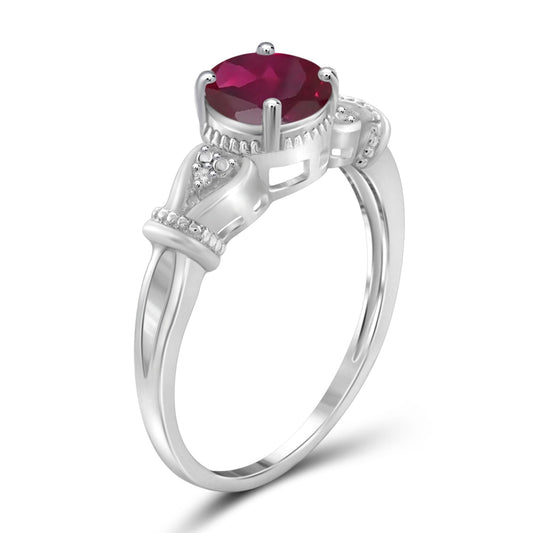 1.20 ct. T.G.W. Ruby Ring with Diamond Accent in Sterling Silver