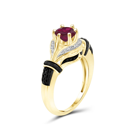1.20 ct. T.G.W. Ruby & 1/20 ct. T.W. White Diamond Ring in 14K Gold over Silver